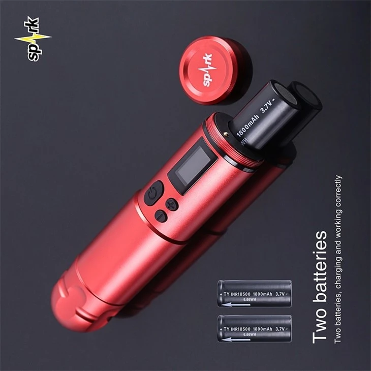 Pwofesyonèl Pen Tattoo Machine 2 Batri Spark Wireless Tattoo Machine