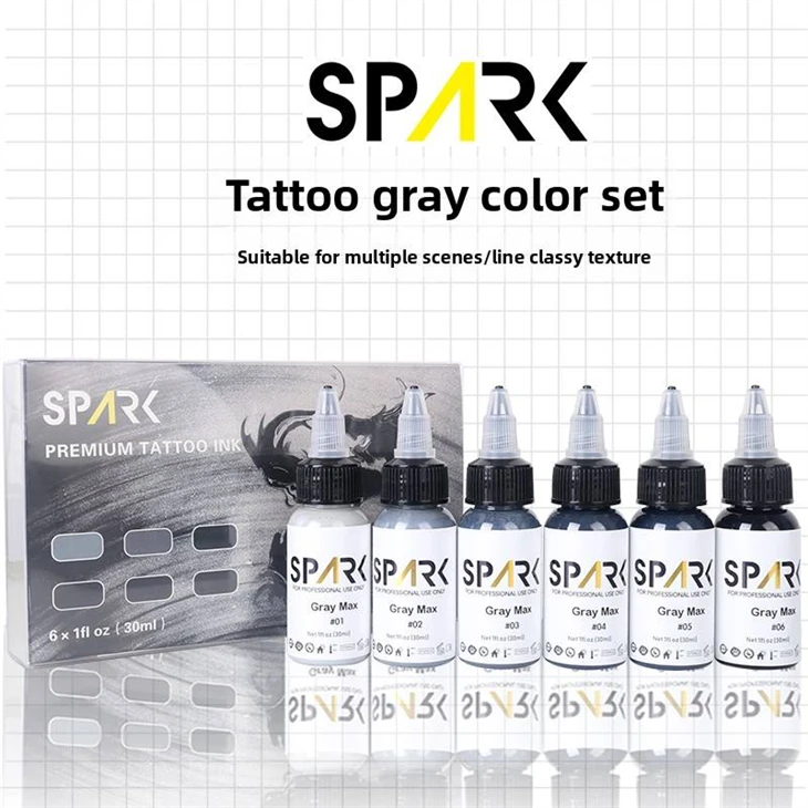 Pwofesyonèl etensèl gri tatoo lank mete 30ml/1oz òganik likid pigman mete atis koutim makiyaj pèmanan lank