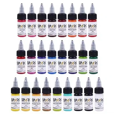 50 koulè mete etensèl wholesale òganik pi bon pigman 1 oz 30 ml jetab boutèy pwofesyonèl makiyaj tanporè tatoo lank