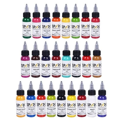 Etensèl segondè - Fen 1oz Premium Fast Smoo, th pèmanan Customized 25 Koulè kouche Spark Tattoo lank pou atizay kò ak tatouan