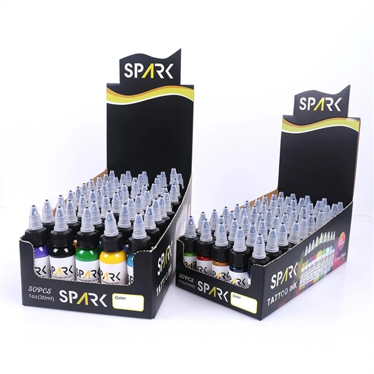 50 Koulè Ansanm Tattoo Lank Nwa Limyè Tattoo Ink Spark Original