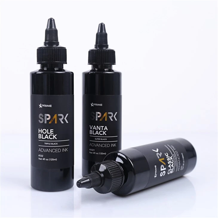 Twou Nwa 4OZ Triple Nwa Lank Seri Spark Tattoo Lank Tattoo Lank Nwa Limyè