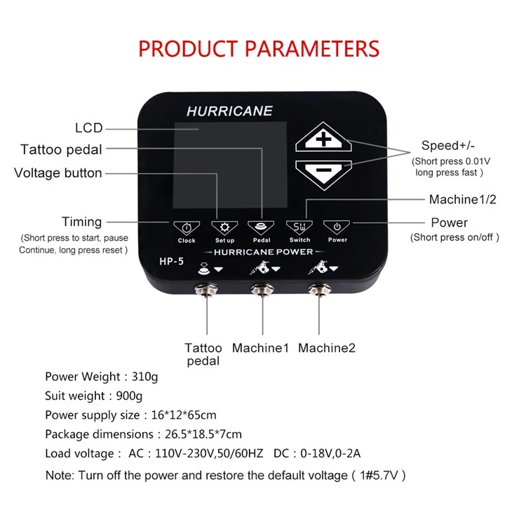 Siklòn Elektrik Digital Tattoo Power Supply Pou Atizay Kò