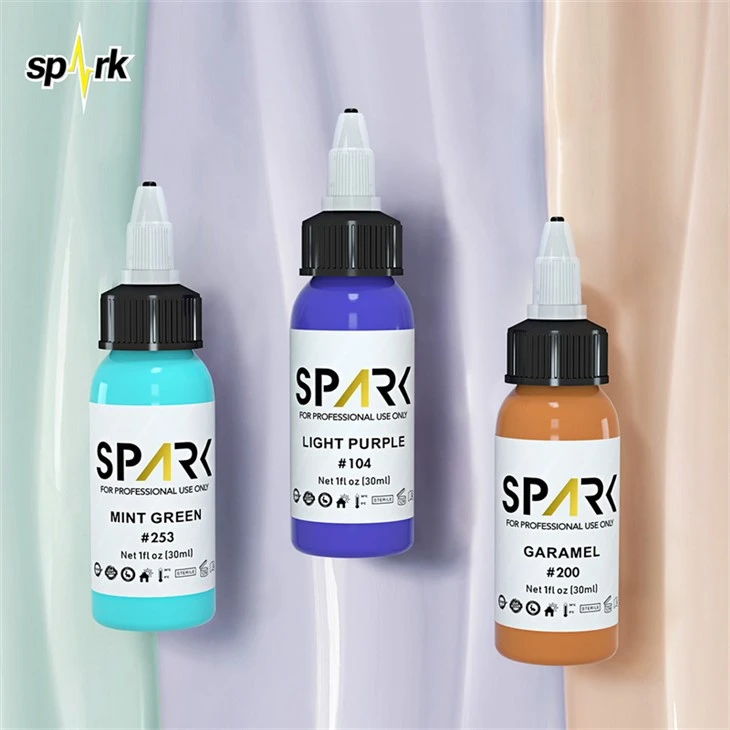 Leadfree Tattoo Ink Spark Tattoo Ink Set Pwofesyonèl Tattoo Ink Display