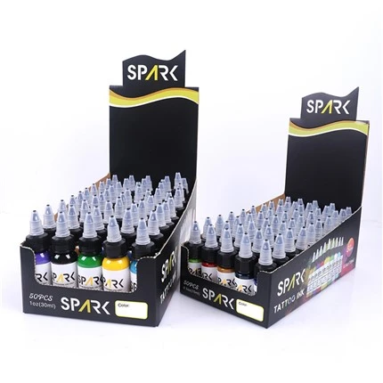 50 Koulè Ansanm Tattoo Lank Nwa Limyè Tattoo Ink Spark Original
