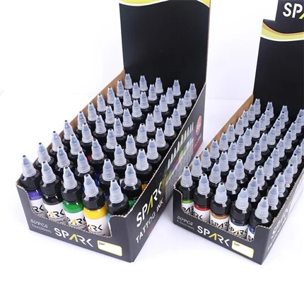 50 Koulè Ansanm Tattoo Ink Imobilye nwa Gloss nwa Spark Tattoo Ink