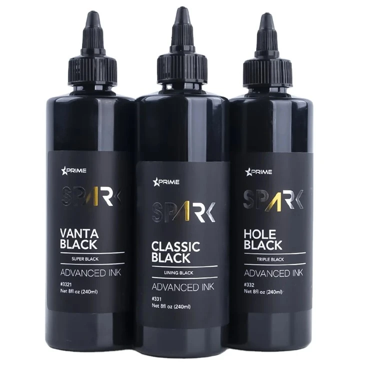 Vegan Tattoo Ink 8OZ  Black Ink Series Vanta Black Spark Super Black Tattoo Ink Tattoo Inks inks in Bulk